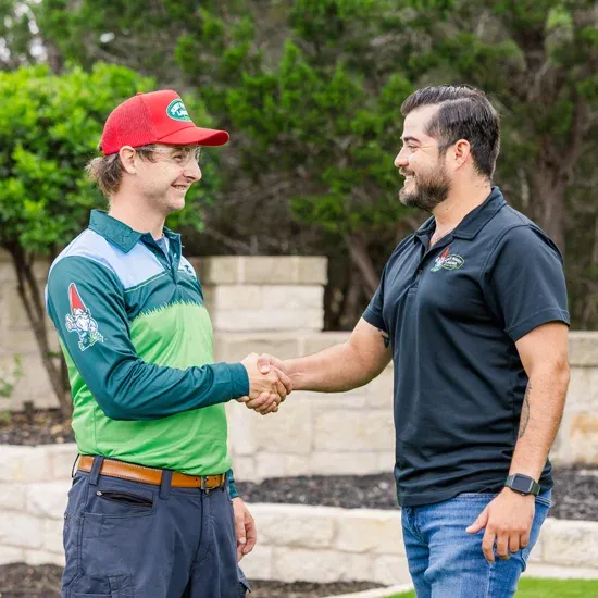 Just Right Lawns Technician Shaking Hands With Customer